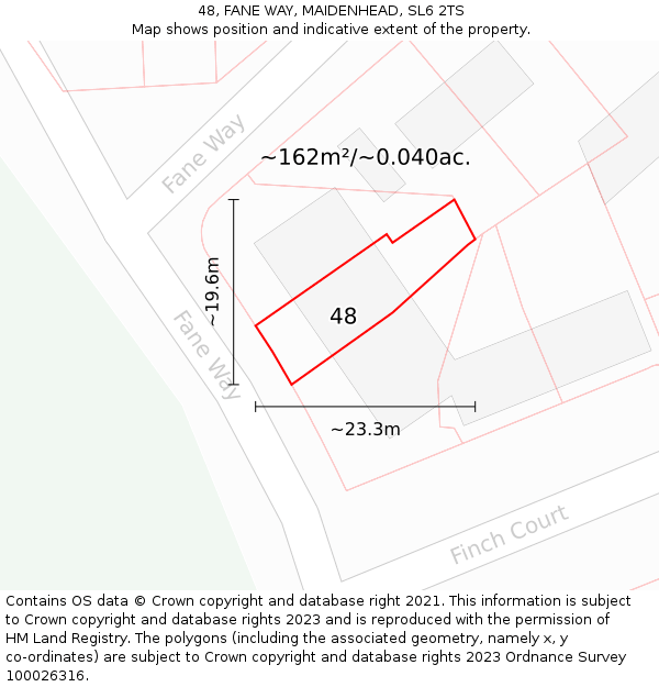 48, FANE WAY, MAIDENHEAD, SL6 2TS: Plot and title map