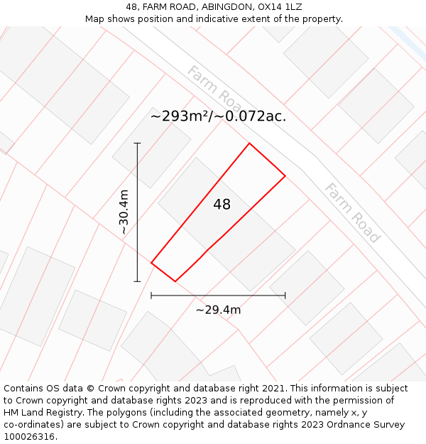 48, FARM ROAD, ABINGDON, OX14 1LZ: Plot and title map