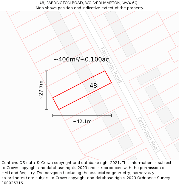 48, FARRINGTON ROAD, WOLVERHAMPTON, WV4 6QH: Plot and title map