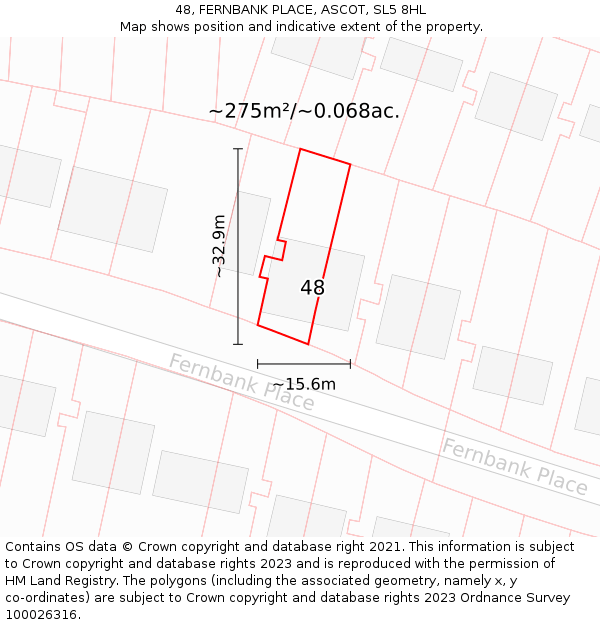 48, FERNBANK PLACE, ASCOT, SL5 8HL: Plot and title map
