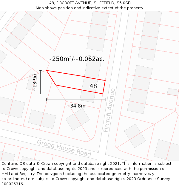 48, FIRCROFT AVENUE, SHEFFIELD, S5 0SB: Plot and title map