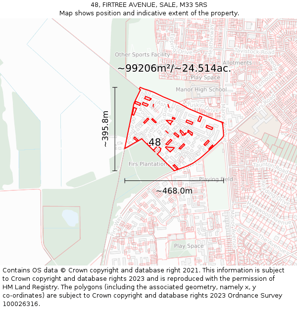 48, FIRTREE AVENUE, SALE, M33 5RS: Plot and title map
