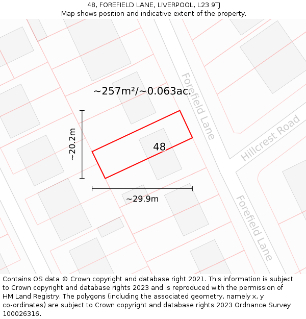 48, FOREFIELD LANE, LIVERPOOL, L23 9TJ: Plot and title map