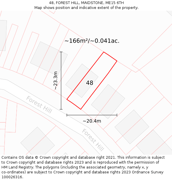 48, FOREST HILL, MAIDSTONE, ME15 6TH: Plot and title map
