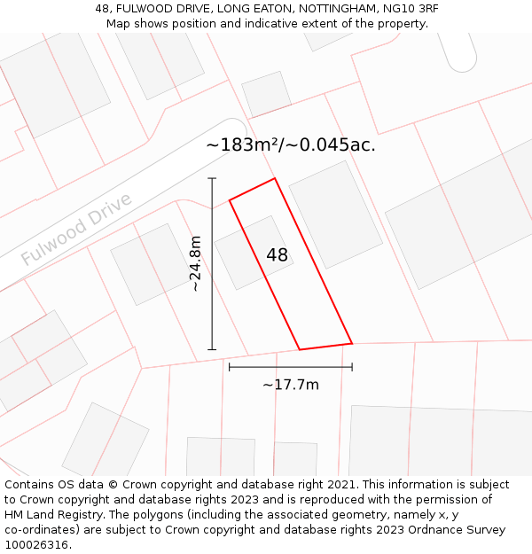 48, FULWOOD DRIVE, LONG EATON, NOTTINGHAM, NG10 3RF: Plot and title map