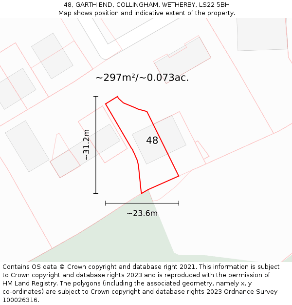 48, GARTH END, COLLINGHAM, WETHERBY, LS22 5BH: Plot and title map
