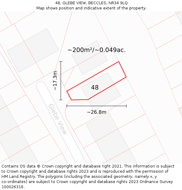 48, GLEBE VIEW, BECCLES, NR34 9LQ: Plot and title map