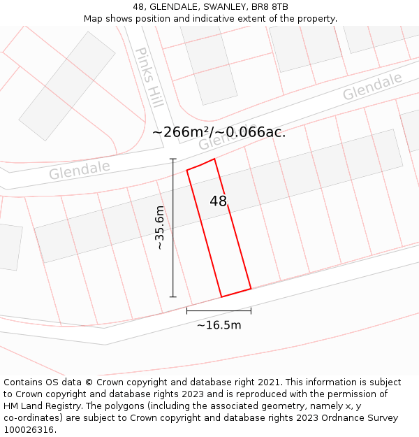 48, GLENDALE, SWANLEY, BR8 8TB: Plot and title map