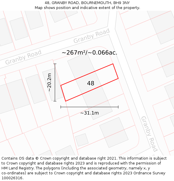 48, GRANBY ROAD, BOURNEMOUTH, BH9 3NY: Plot and title map