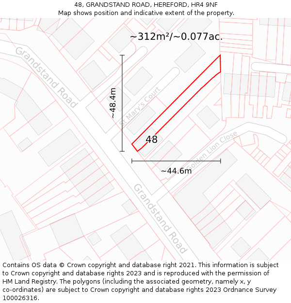 48, GRANDSTAND ROAD, HEREFORD, HR4 9NF: Plot and title map