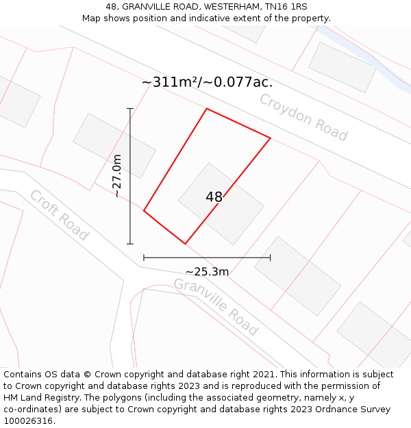 48, GRANVILLE ROAD, WESTERHAM, TN16 1RS: Plot and title map