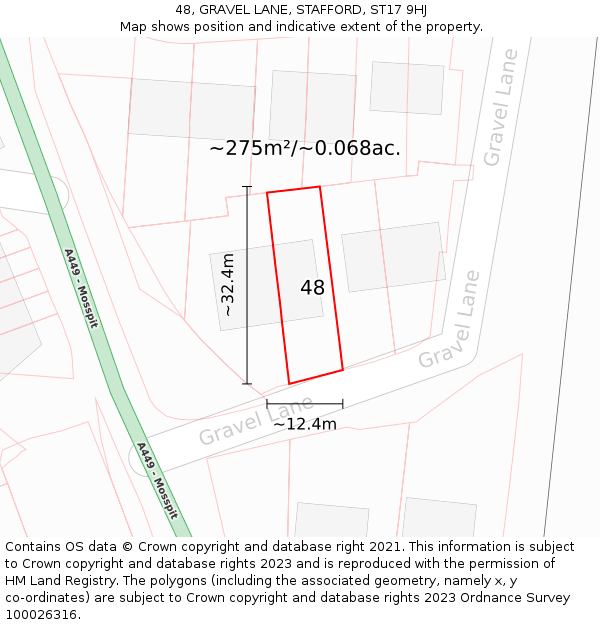 48, GRAVEL LANE, STAFFORD, ST17 9HJ: Plot and title map