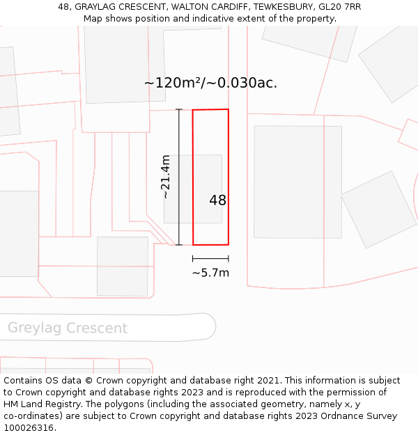 48, GRAYLAG CRESCENT, WALTON CARDIFF, TEWKESBURY, GL20 7RR: Plot and title map