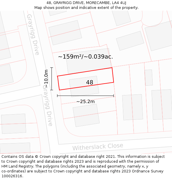 48, GRAYRIGG DRIVE, MORECAMBE, LA4 4UJ: Plot and title map