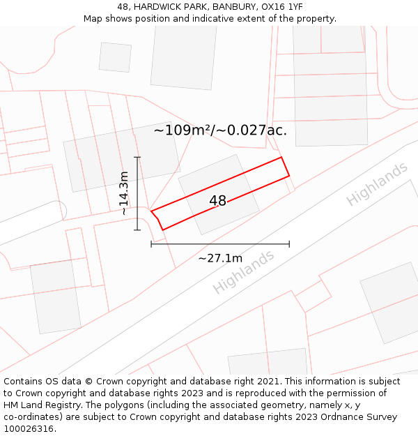 48, HARDWICK PARK, BANBURY, OX16 1YF: Plot and title map
