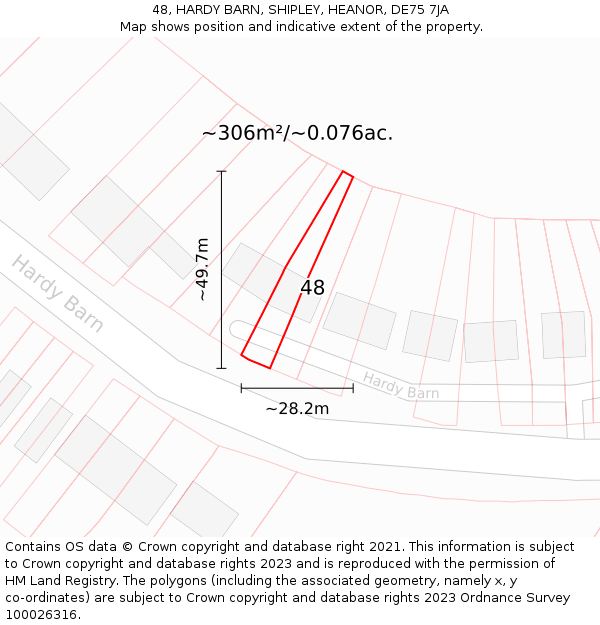 48, HARDY BARN, SHIPLEY, HEANOR, DE75 7JA: Plot and title map