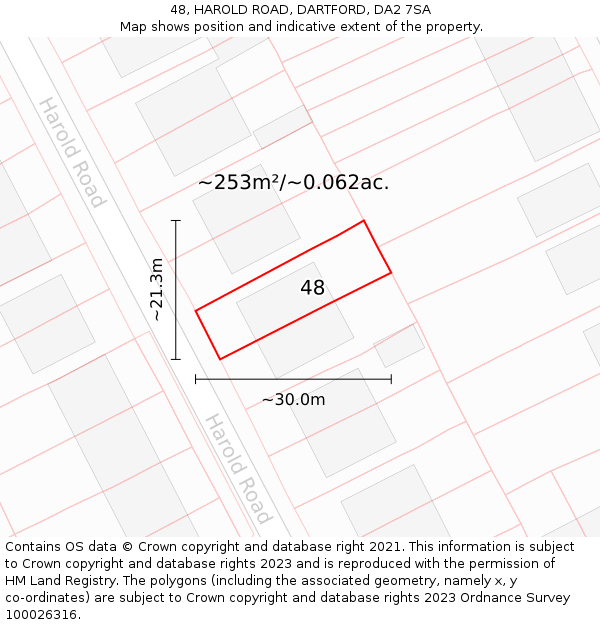 48, HAROLD ROAD, DARTFORD, DA2 7SA: Plot and title map