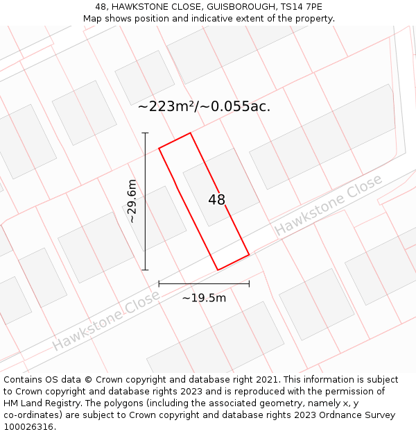 48, HAWKSTONE CLOSE, GUISBOROUGH, TS14 7PE: Plot and title map