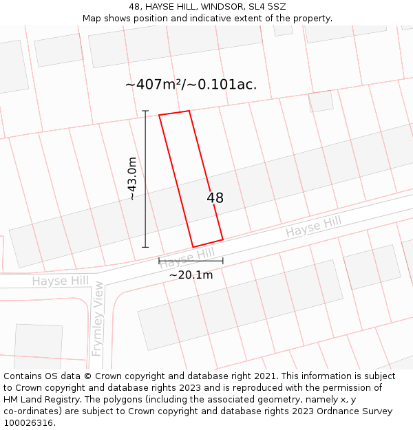 48, HAYSE HILL, WINDSOR, SL4 5SZ: Plot and title map