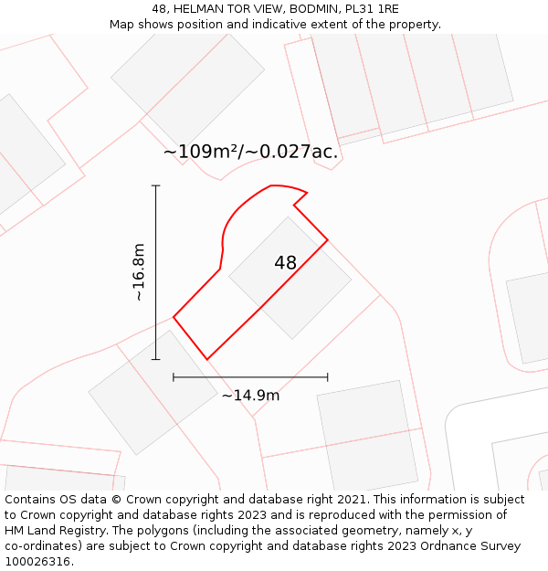 48, HELMAN TOR VIEW, BODMIN, PL31 1RE: Plot and title map