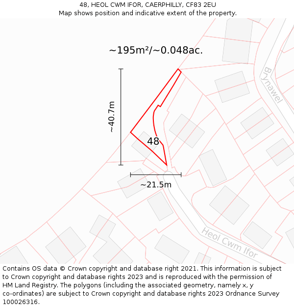 48, HEOL CWM IFOR, CAERPHILLY, CF83 2EU: Plot and title map