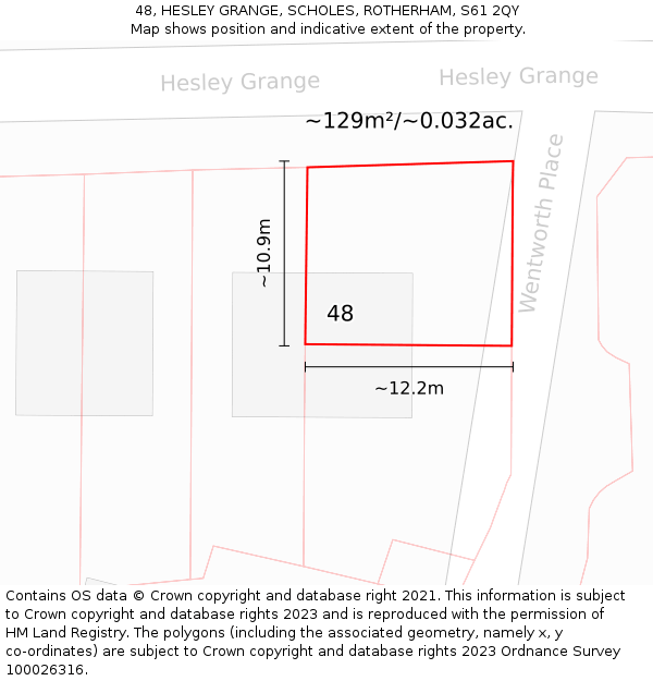 48, HESLEY GRANGE, SCHOLES, ROTHERHAM, S61 2QY: Plot and title map