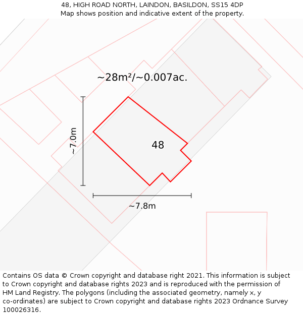 48, HIGH ROAD NORTH, LAINDON, BASILDON, SS15 4DP: Plot and title map