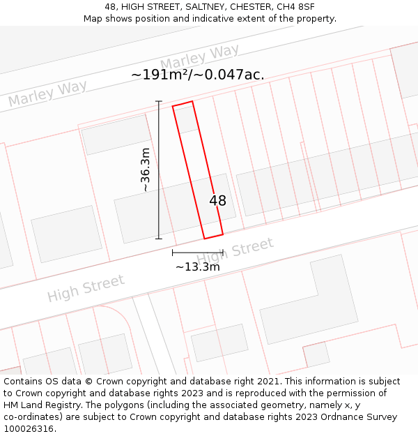 48, HIGH STREET, SALTNEY, CHESTER, CH4 8SF: Plot and title map