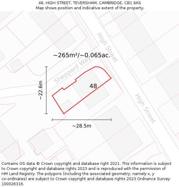 48, HIGH STREET, TEVERSHAM, CAMBRIDGE, CB1 9AS: Plot and title map