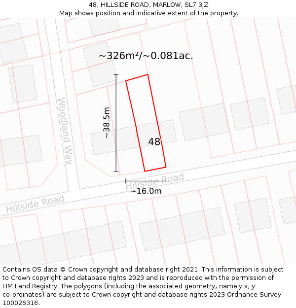 48, HILLSIDE ROAD, MARLOW, SL7 3JZ: Plot and title map