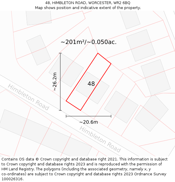 48, HIMBLETON ROAD, WORCESTER, WR2 6BQ: Plot and title map