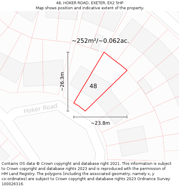 48, HOKER ROAD, EXETER, EX2 5HP: Plot and title map