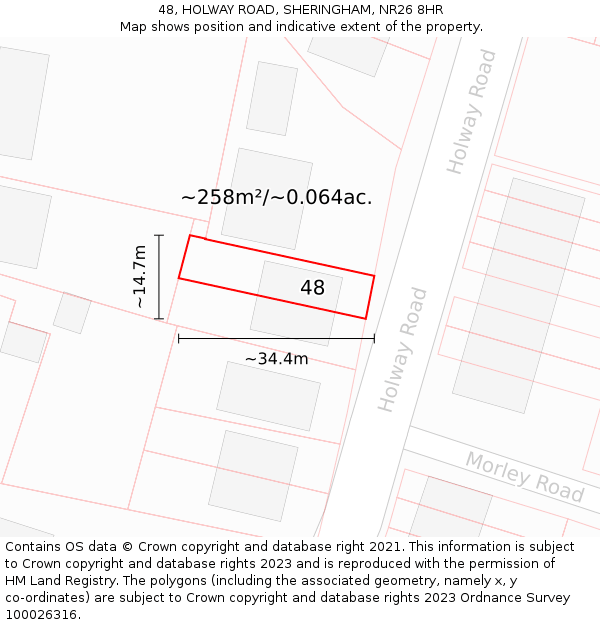 48, HOLWAY ROAD, SHERINGHAM, NR26 8HR: Plot and title map