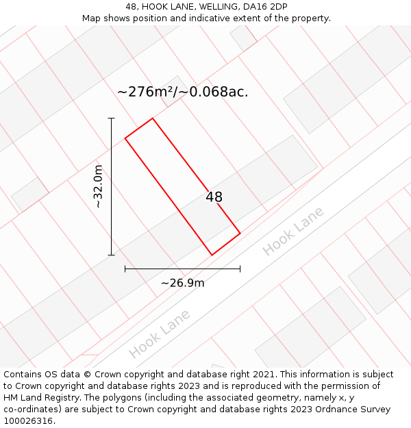 48, HOOK LANE, WELLING, DA16 2DP: Plot and title map