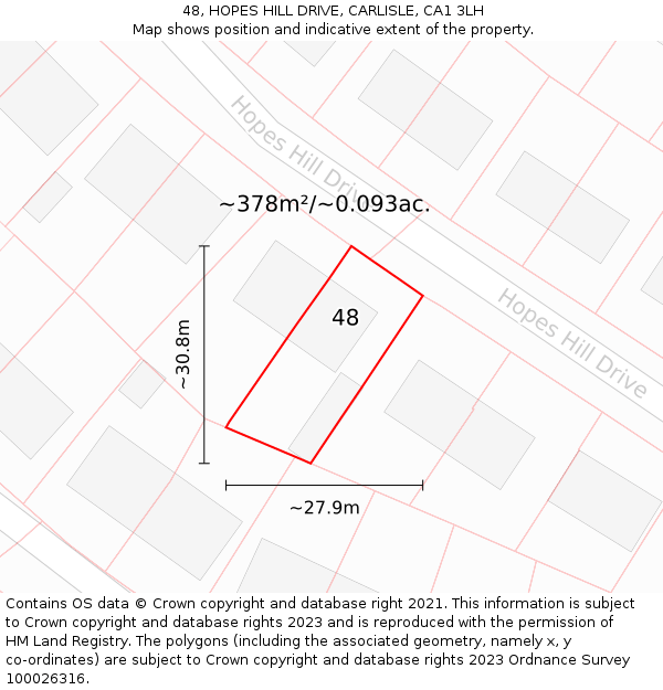 48, HOPES HILL DRIVE, CARLISLE, CA1 3LH: Plot and title map