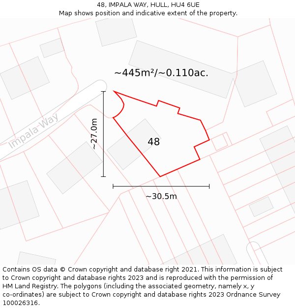 48, IMPALA WAY, HULL, HU4 6UE: Plot and title map