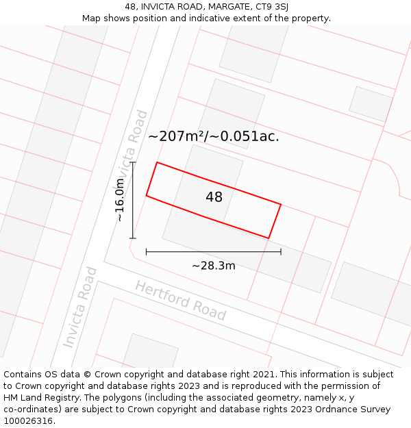 48, INVICTA ROAD, MARGATE, CT9 3SJ: Plot and title map