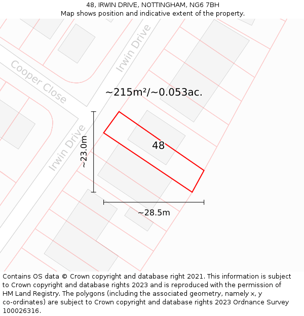 48, IRWIN DRIVE, NOTTINGHAM, NG6 7BH: Plot and title map
