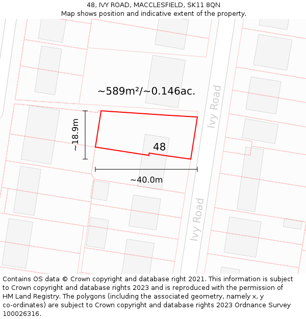 48, IVY ROAD, MACCLESFIELD, SK11 8QN: Plot and title map
