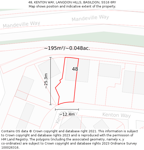 48, KENTON WAY, LANGDON HILLS, BASILDON, SS16 6RY: Plot and title map