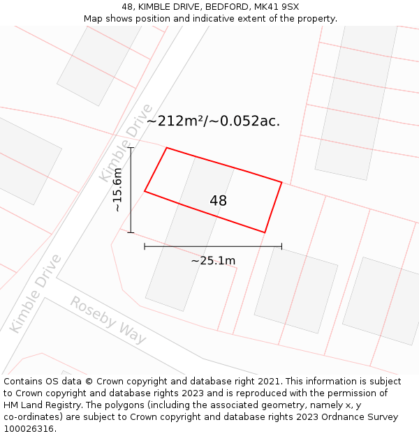 48, KIMBLE DRIVE, BEDFORD, MK41 9SX: Plot and title map