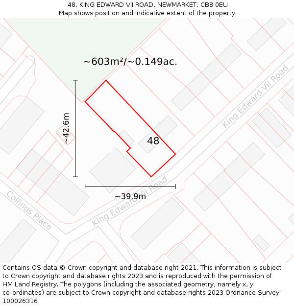 48, KING EDWARD VII ROAD, NEWMARKET, CB8 0EU: Plot and title map