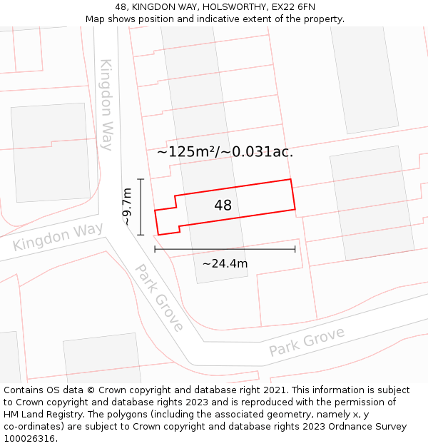 48, KINGDON WAY, HOLSWORTHY, EX22 6FN: Plot and title map