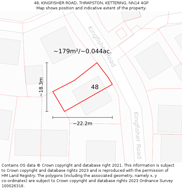 48, KINGFISHER ROAD, THRAPSTON, KETTERING, NN14 4GP: Plot and title map