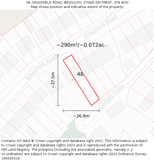 48, KINGSFIELD ROAD, BIDDULPH, STOKE-ON-TRENT, ST8 6DN: Plot and title map