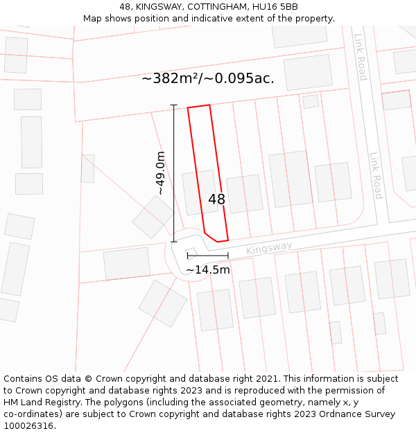 48, KINGSWAY, COTTINGHAM, HU16 5BB: Plot and title map
