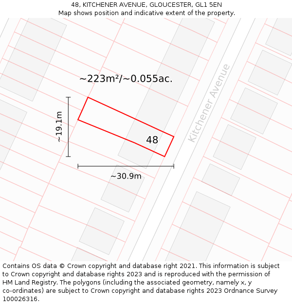 48, KITCHENER AVENUE, GLOUCESTER, GL1 5EN: Plot and title map