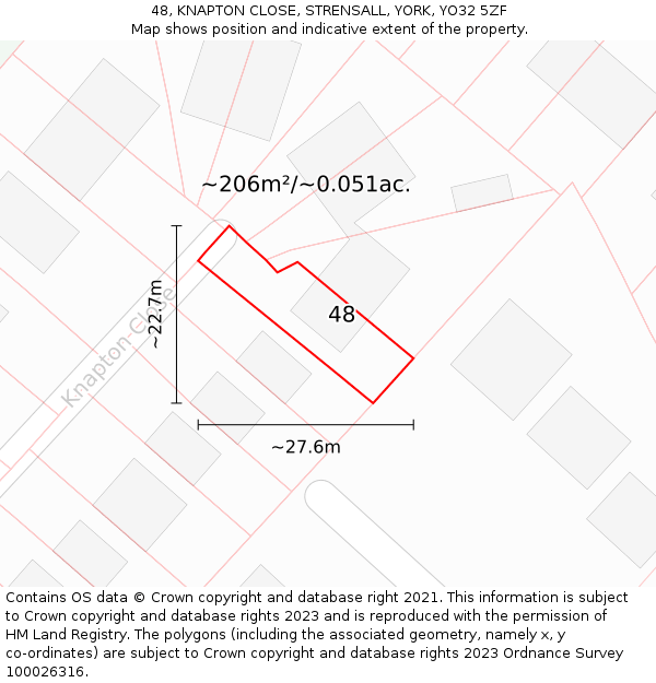 48, KNAPTON CLOSE, STRENSALL, YORK, YO32 5ZF: Plot and title map