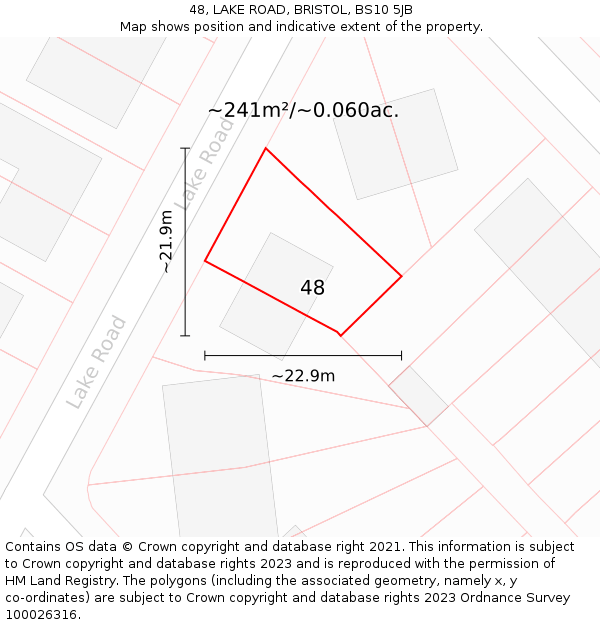 48, LAKE ROAD, BRISTOL, BS10 5JB: Plot and title map