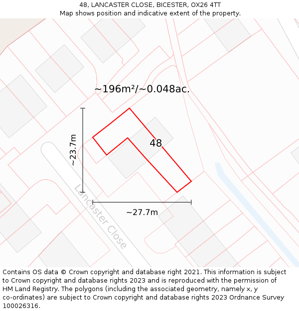 48, LANCASTER CLOSE, BICESTER, OX26 4TT: Plot and title map